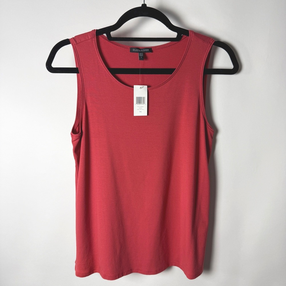 NEW Eileen Fisher Tank Top Womens Small Persimmon Jewel Neck Shell  Made In USA